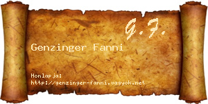 Genzinger Fanni névjegykártya